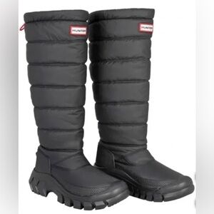 Hunter Black Quilted Snow Boots